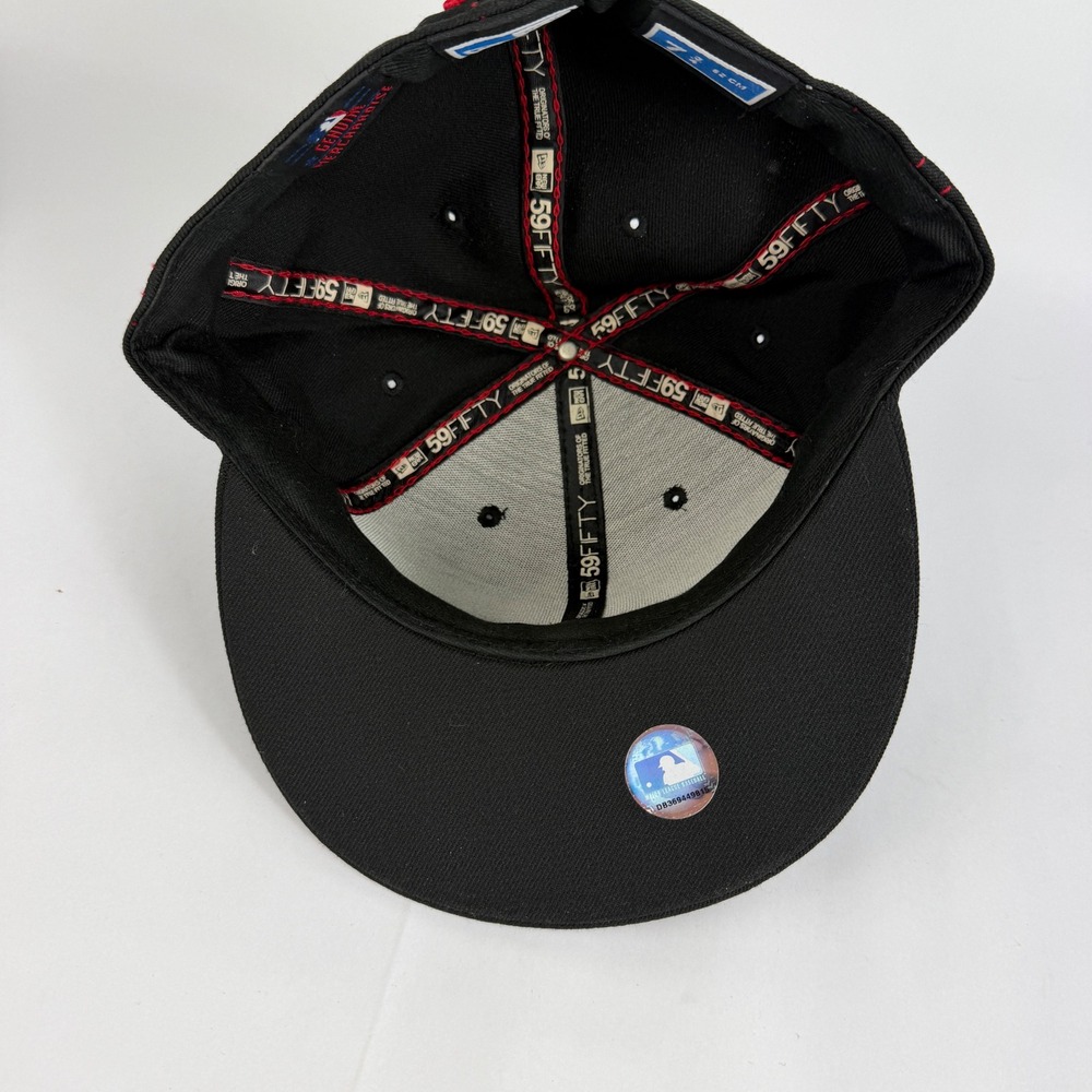New Era New York Yankees 59FIFTY Fitted Hat 7 3/4 Black Red Contrast Stitch Wool - Picture 9 of 14